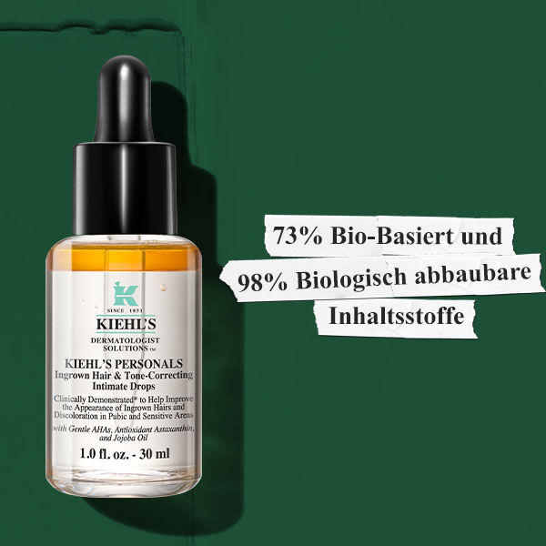 Sustainability Illustration – Drops bottle, 73% Bio-based, 98% Biodegradable Ingredients