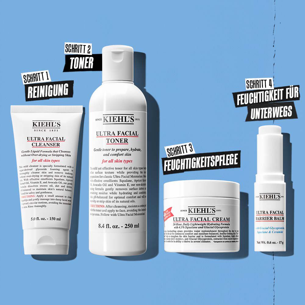 Kiehl's Ultra Facial Cleanser enthalt pflanzliches Squalan und Aprikosenkerne aus verantwortungsbewusstem Anbau