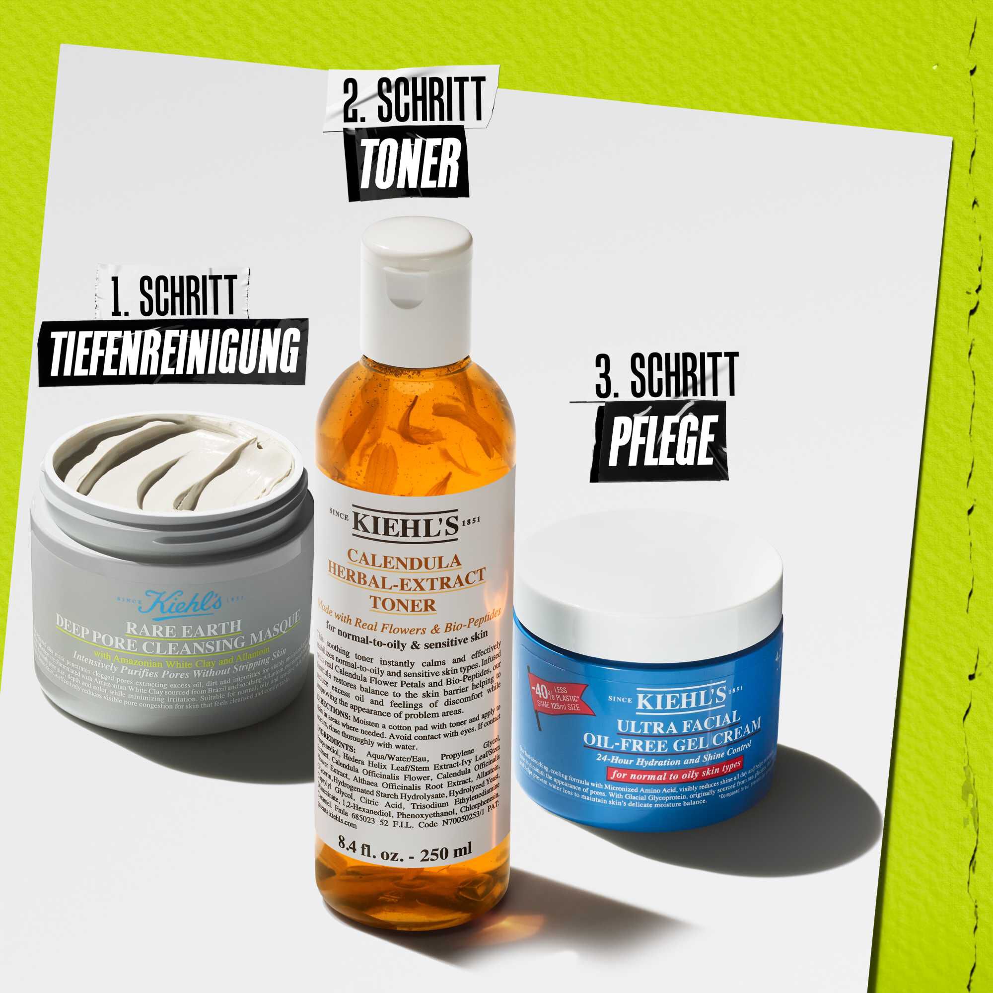 Routine-Illustration mit Rare Earth Cleansing Masque – Reinigen, Tonisieren, Klaren, Hydratisieren