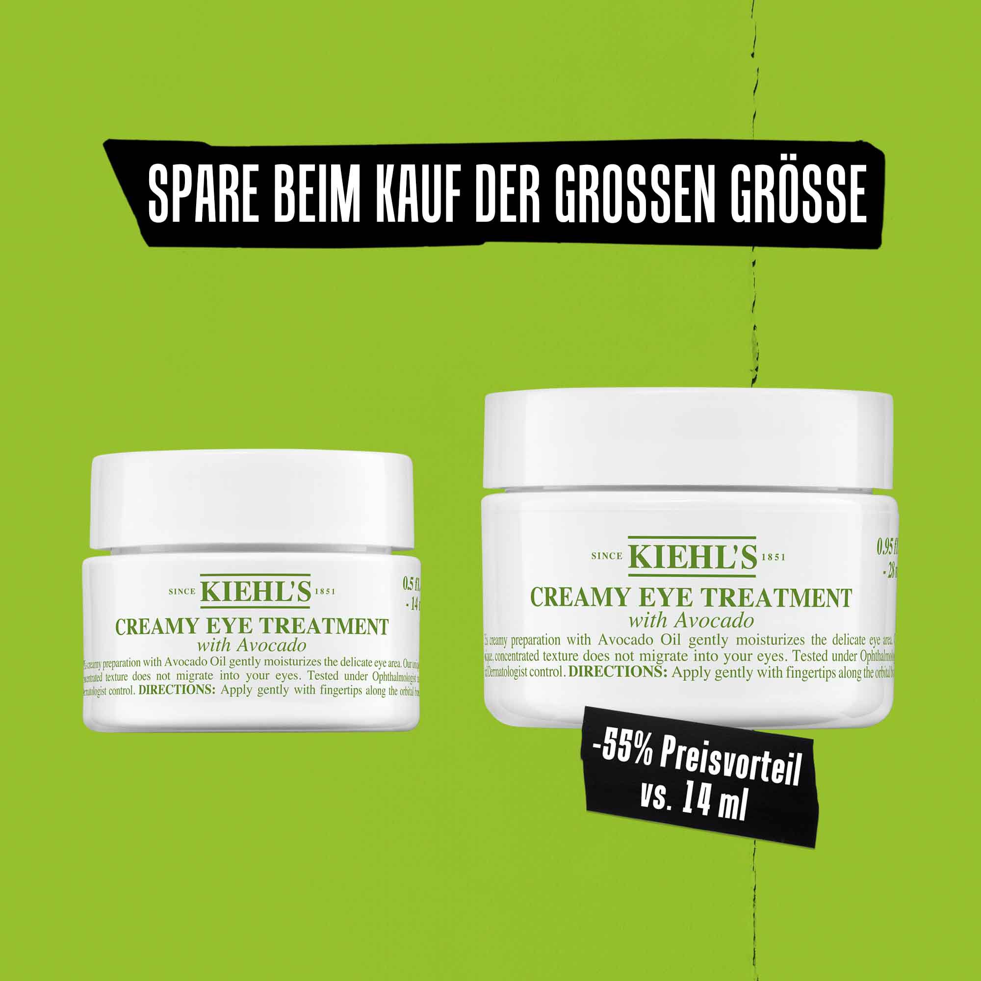 Model halt einen Tiegel der Kiehl's Creamy Eye Treatment with Avocado