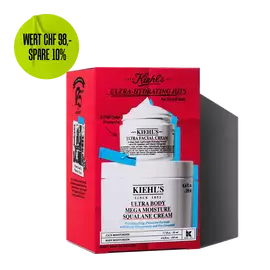 Kiehl's "Ultra-Hydrating Hits" gift set for face and body, featuring Ultra Facial Cream and Ultra Body Mega Moisture Squalane Cream.​  ​