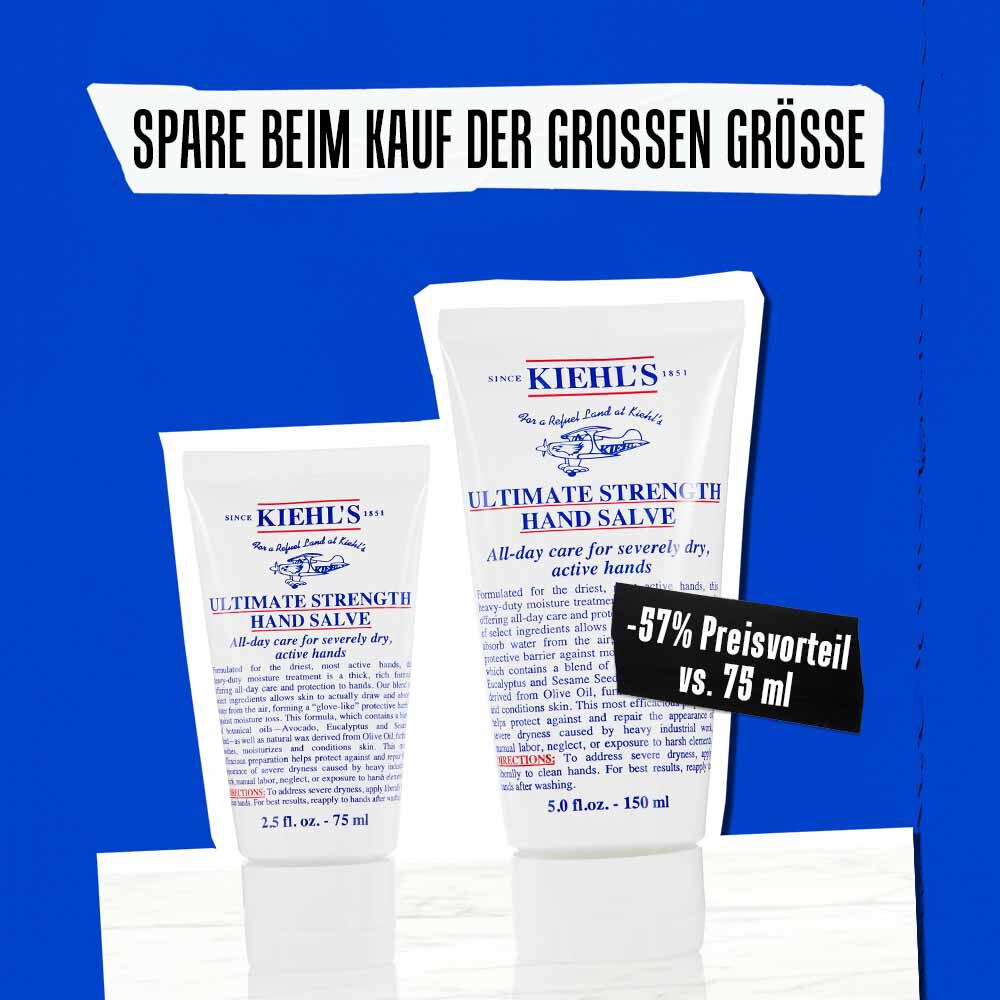 Texturprobe auf der Hand eines Models mit dem Kiehl's Ultimate Strength Hand Salve