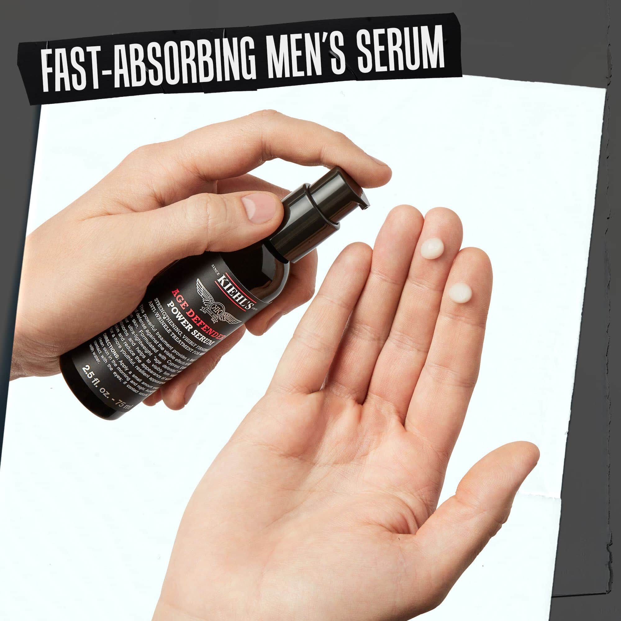 Hand dosiert Age Defender Power Serum; schnell einziehendes Mannerserum.