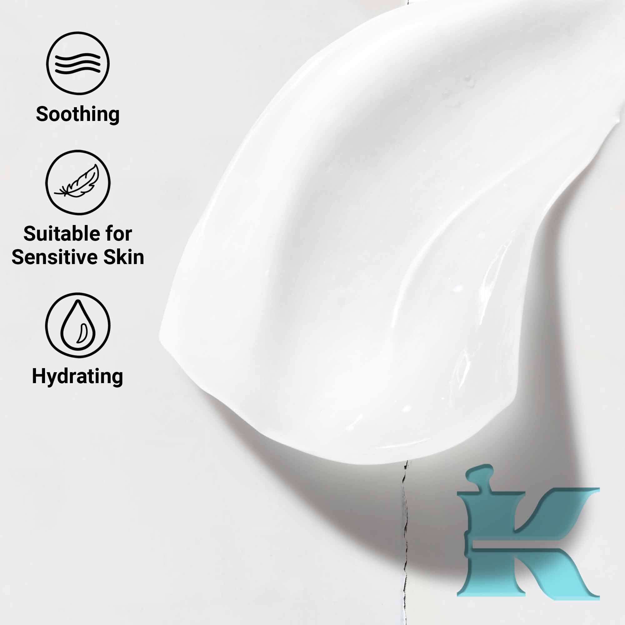 Nahaufnahme der Textur von Ultra Facial Oil-Free Gel Cream, die beruhigende, feuchtigkeitsspendende Eigenschaften und die Eignung fur empfindliche Haut zeigt.