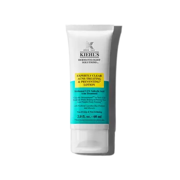 Un tube de 60 ml de lotion Expertly Clear Blemish-Treating & Preventing Lotion de Kiehl's sur fond blanc.