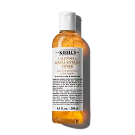Eine 250-ml-Flasche Kiehl's Calendula Herbal-Extract Toner mit einer klaren Flussigkeit und goldenem Farbton.