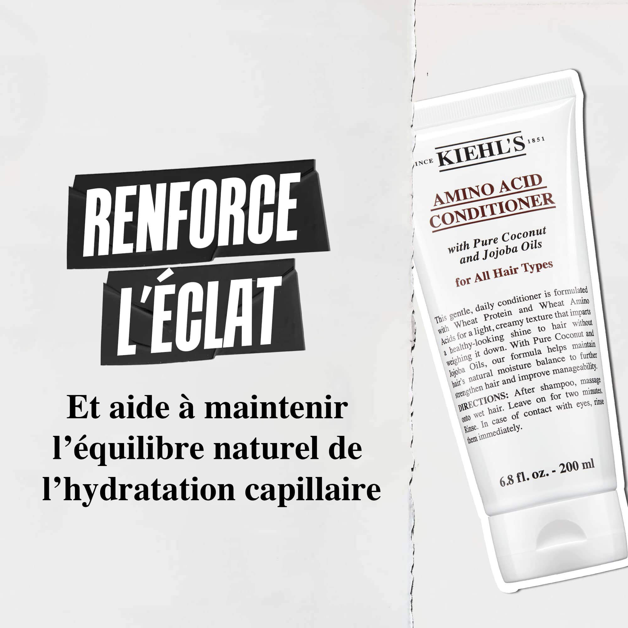 Apres-shampoing aux acides amines de Kiehl’s - ameliore l’eclat et aide a maintenir l’equilibre naturel d’hydratation des cheveux
