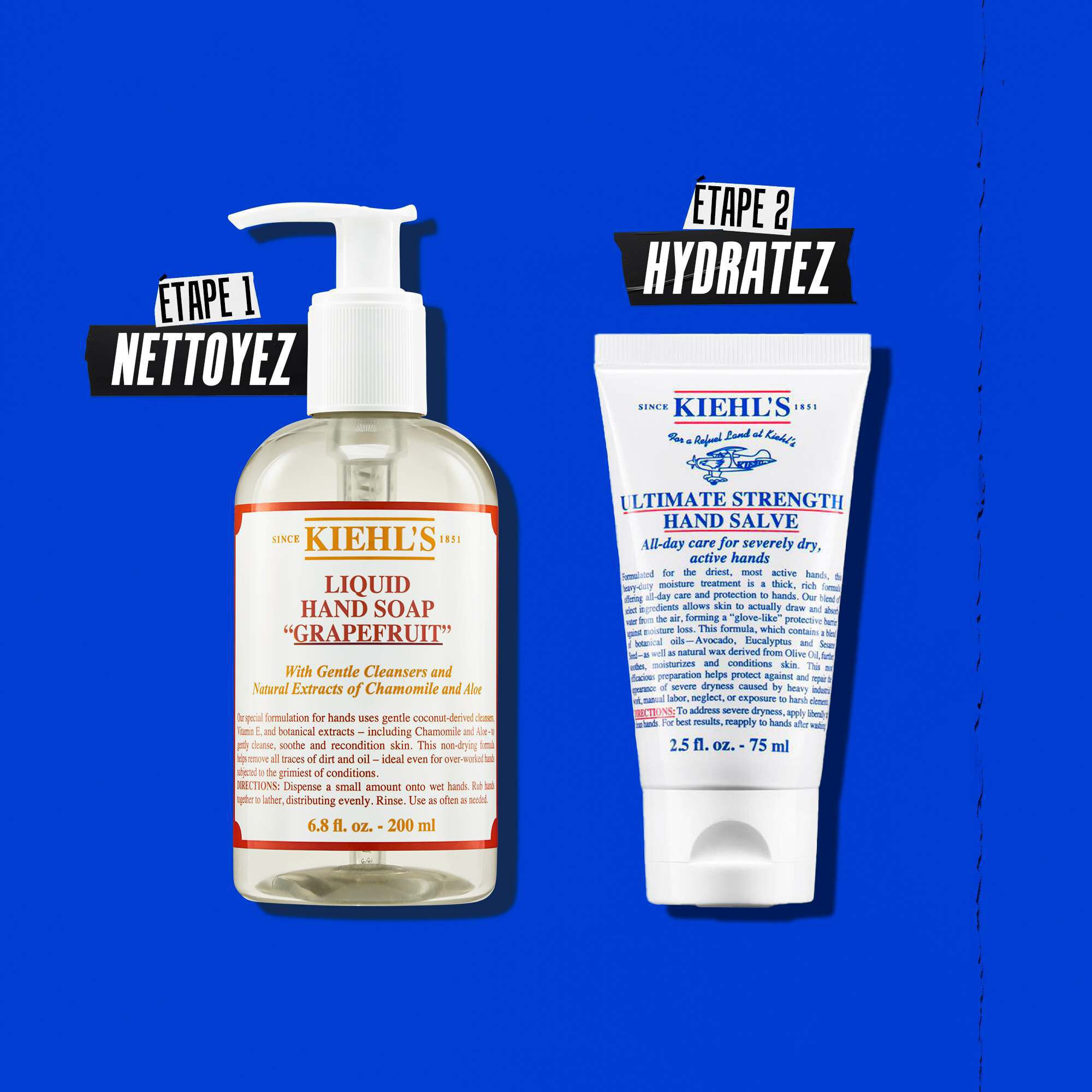 Illustration de la routine avec l'Onguent pour les Mains Haute Performance de Kiehl's - Nettoyer, Hydrater