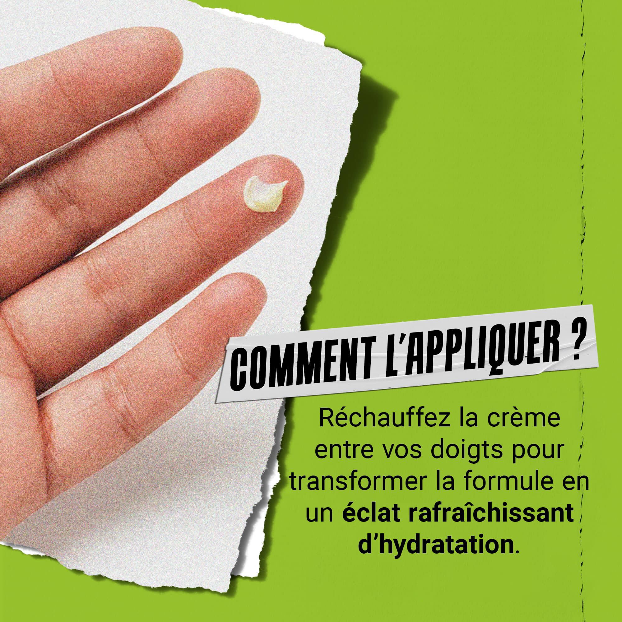 Le saviez-vous ? Chauffez la creme pour les yeux entre vos doigts pour la transformer en un eclat rafraichissant d'hydratation.