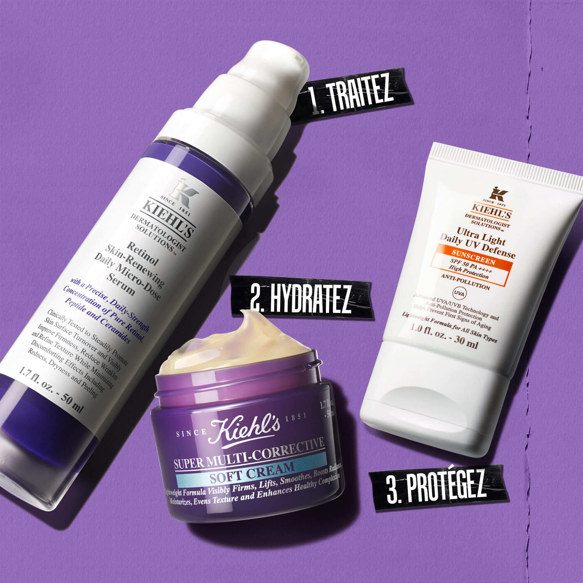 Illustration de la routine Retinol Skin-Renewing Daily Micro-Dose - Nettoyer, Traiter, Traiter les yeux, Proteger