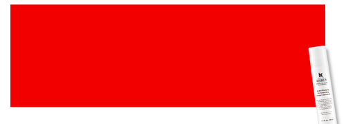 Ein roter Hintergrund mit einem weißen Produktflacon auf der rechten Seite.
