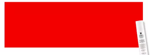Ein roter Hintergrund mit einem weißen Produktflacon auf der rechten Seite.