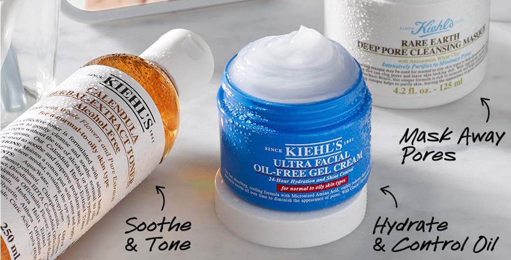 Verschiedene Kiehl's Produkte auf weißem Untergrund