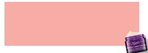 Alt-Text: Eine lila Creme-Dose von Kiehl's auf einem sanften rosa Hintergrund.