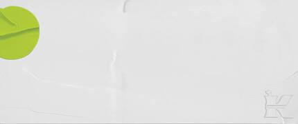 A minimalist design featuring a green circular shape on the left side against a white background, with faint lines and a subtle text watermark on the right.