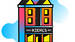 Illustration d’un batiment colore, representant la marque Kiehl's, fondee en 1851, avec des elements graphiques modernes.