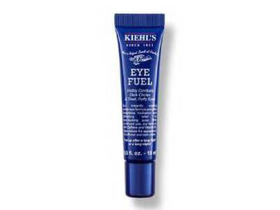 Creme contour des yeux Kiehl's Eye Fuel, tubes bleu avec une etiquette blanche, lutte contre les cernes et la fatigue.